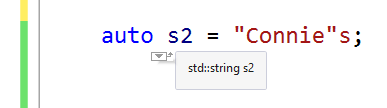 Visual Studio IntelliSense deduces std::string