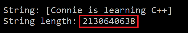 The input BSTR string is printed out correctly; but the string length is reported as 2+ billion characters.
