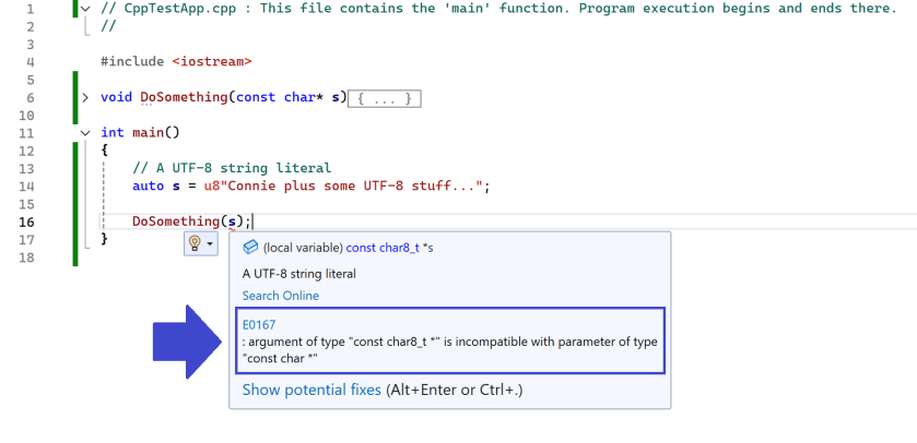MSVC compilation error involving u8 and char8_t when switching to C++20 mode.